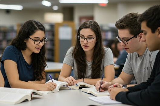Jóvenes estudiando.